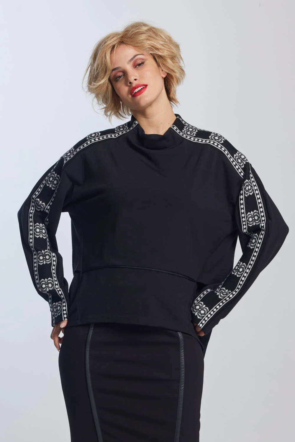 Paula Ryan Banded Shoulder Merino Sweater - Image 3