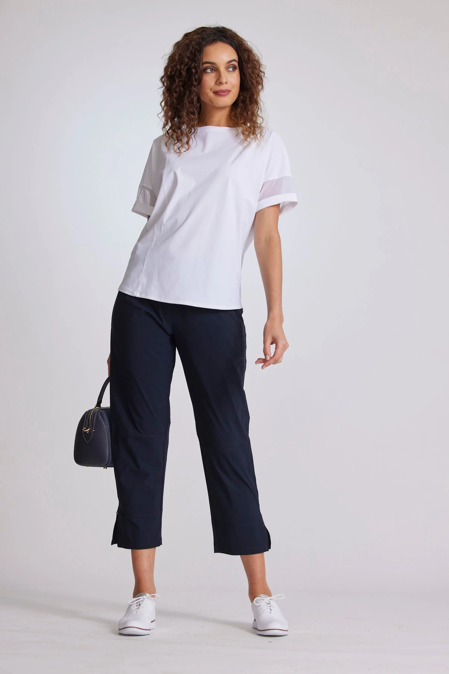 Paula Ryan Boat Neck Cuffed Top - White - Image 2