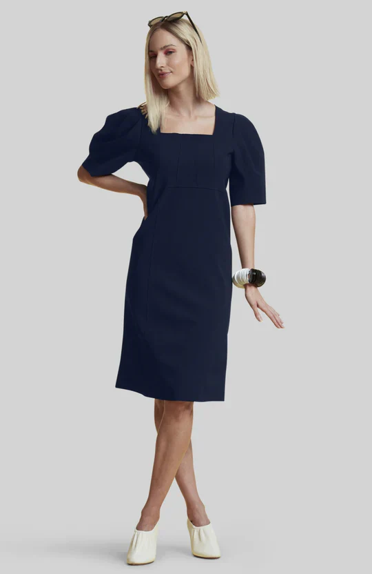 Paula Ryan Bustier Dress - Navy - Microjersey - Image 2