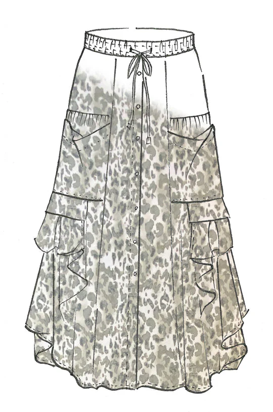 PAULA RYAN Button Front Pocket Skirt - Cheetah - Image 3