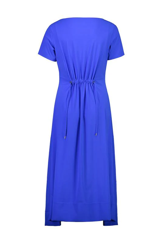 Paula Ryan Cap Sleeve Scallop Dress - Micro Jersey - Lapis Blue - Image 3