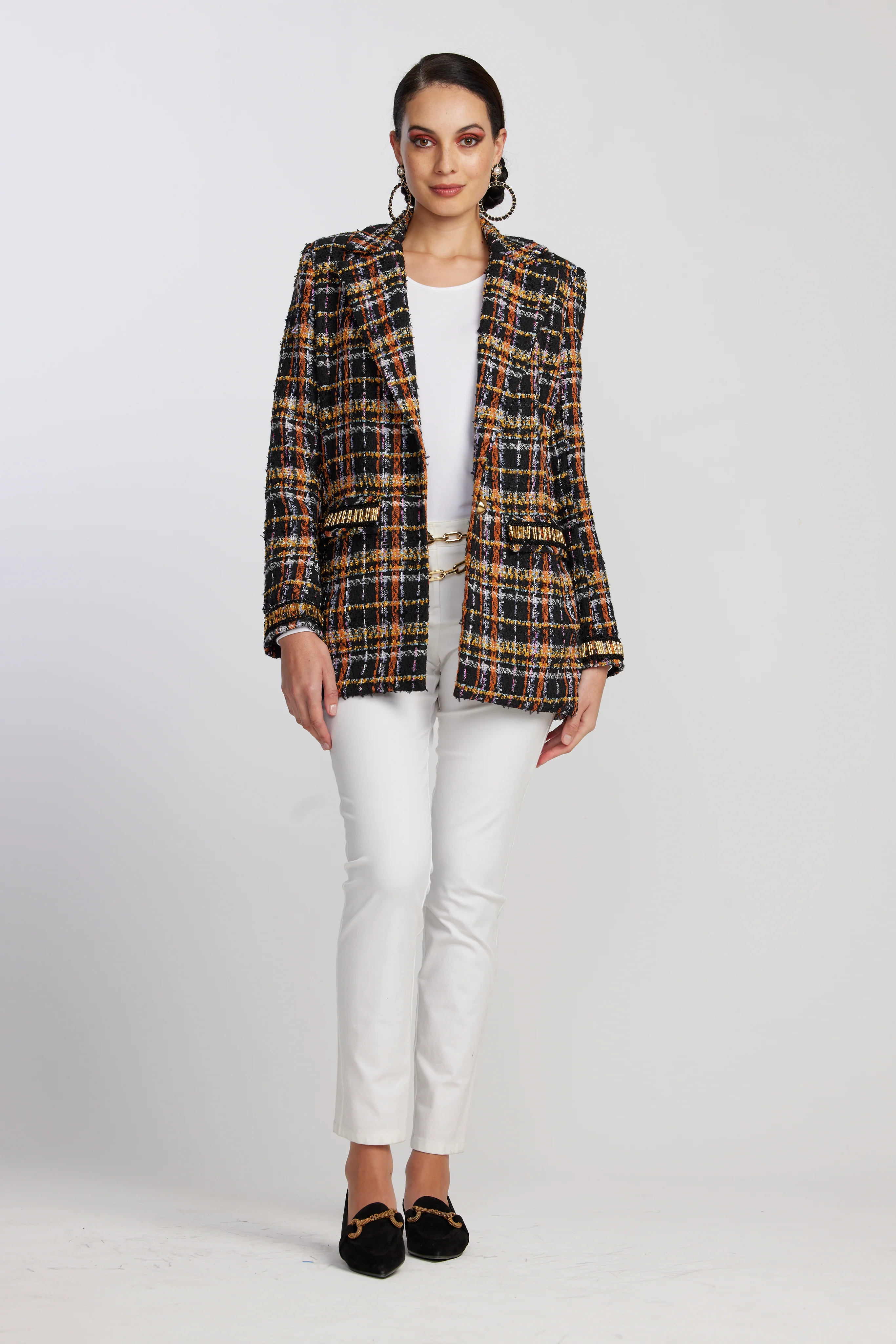 Paula Ryan-Malik Check Beaded Blazer - Image 2