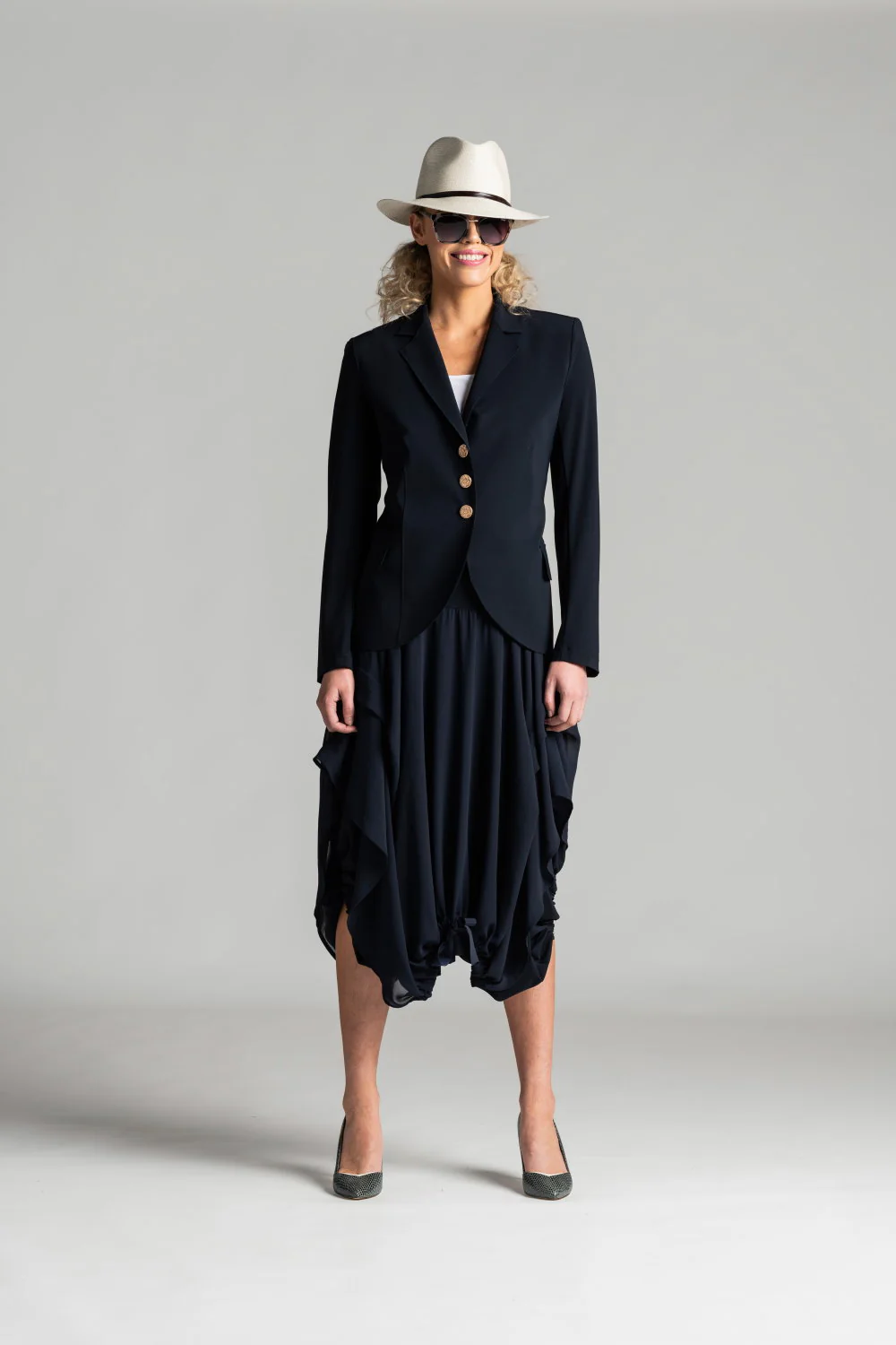 Paula Ryan Chiffon Balloon Skirt - Navy