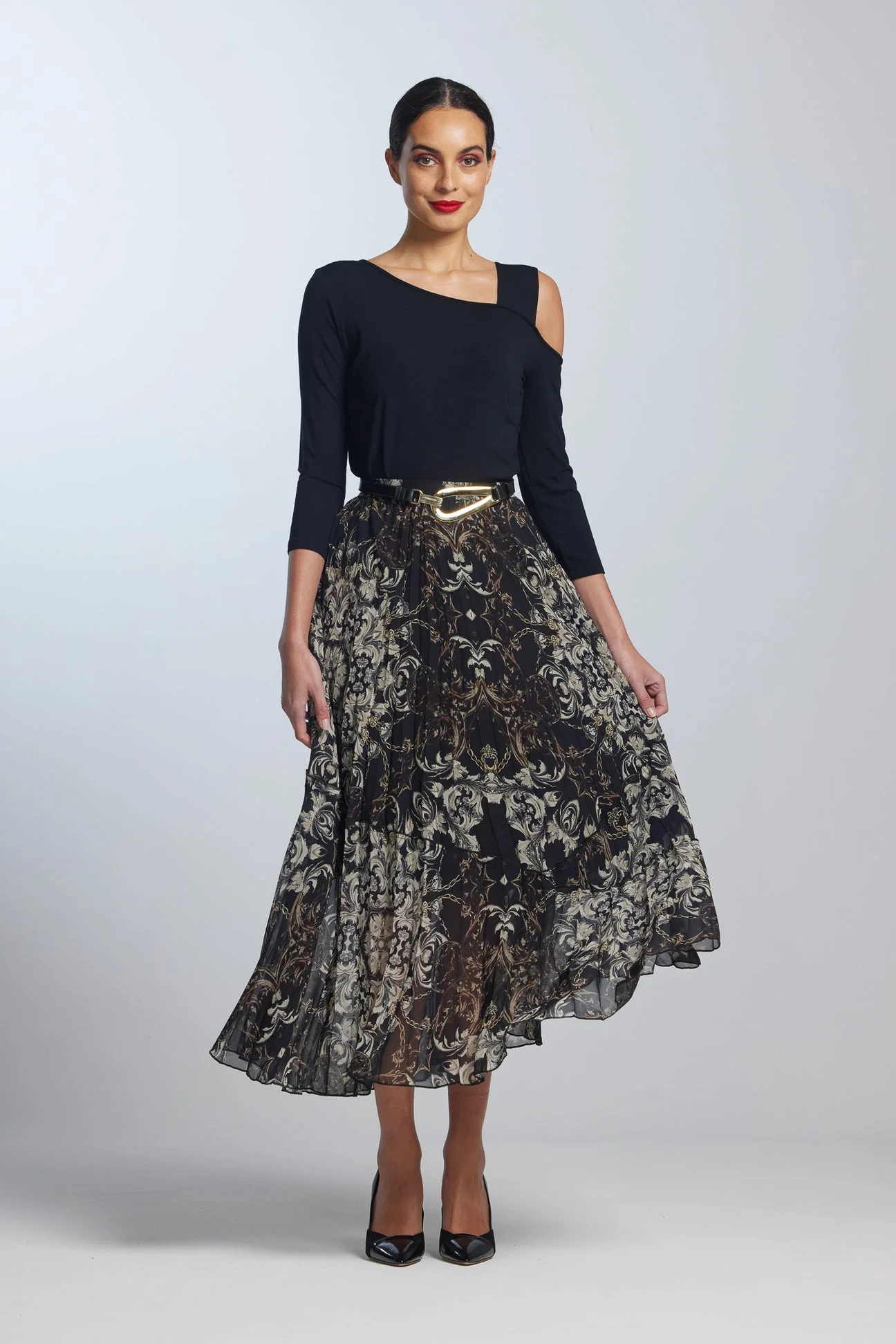 Paula Ryan Venezia Chiffon Pleat Skirt - Image 2