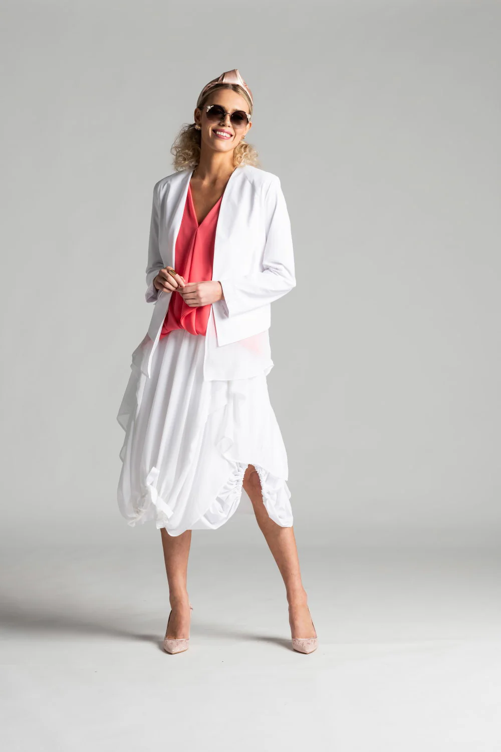 Paula Ryan Chiffon Underlayer Jacket - White - Image 5