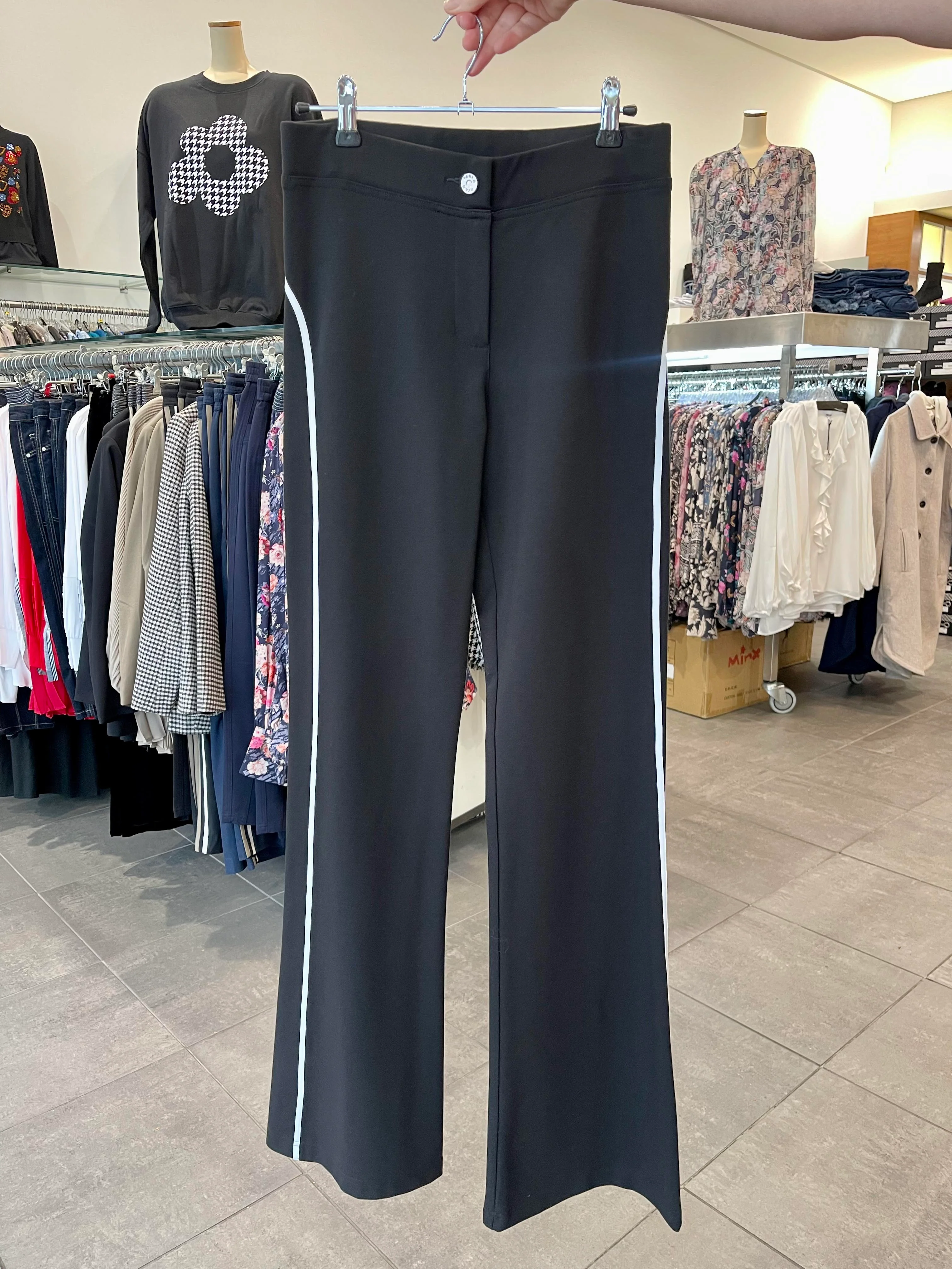 Paula Ryan Curved Trim Roma Bootleg Pant - Black/White - Image 2