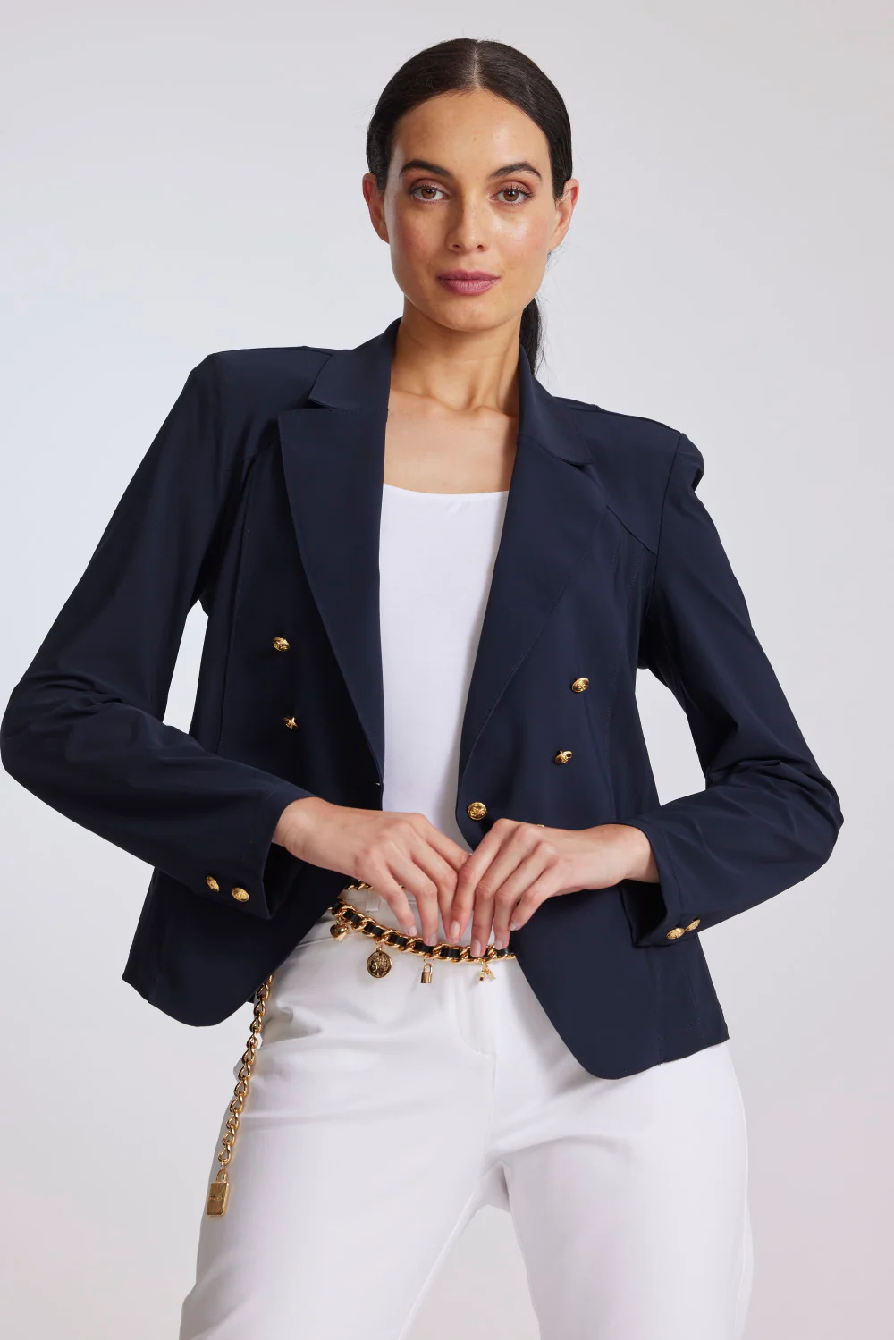 Paula Ryan Double Breasted Jacket - Navy - Image 2