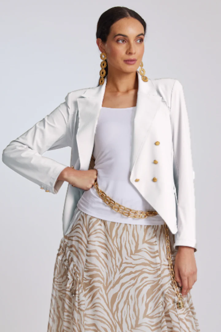 Paula Ryan Double Breasted Jacket - White