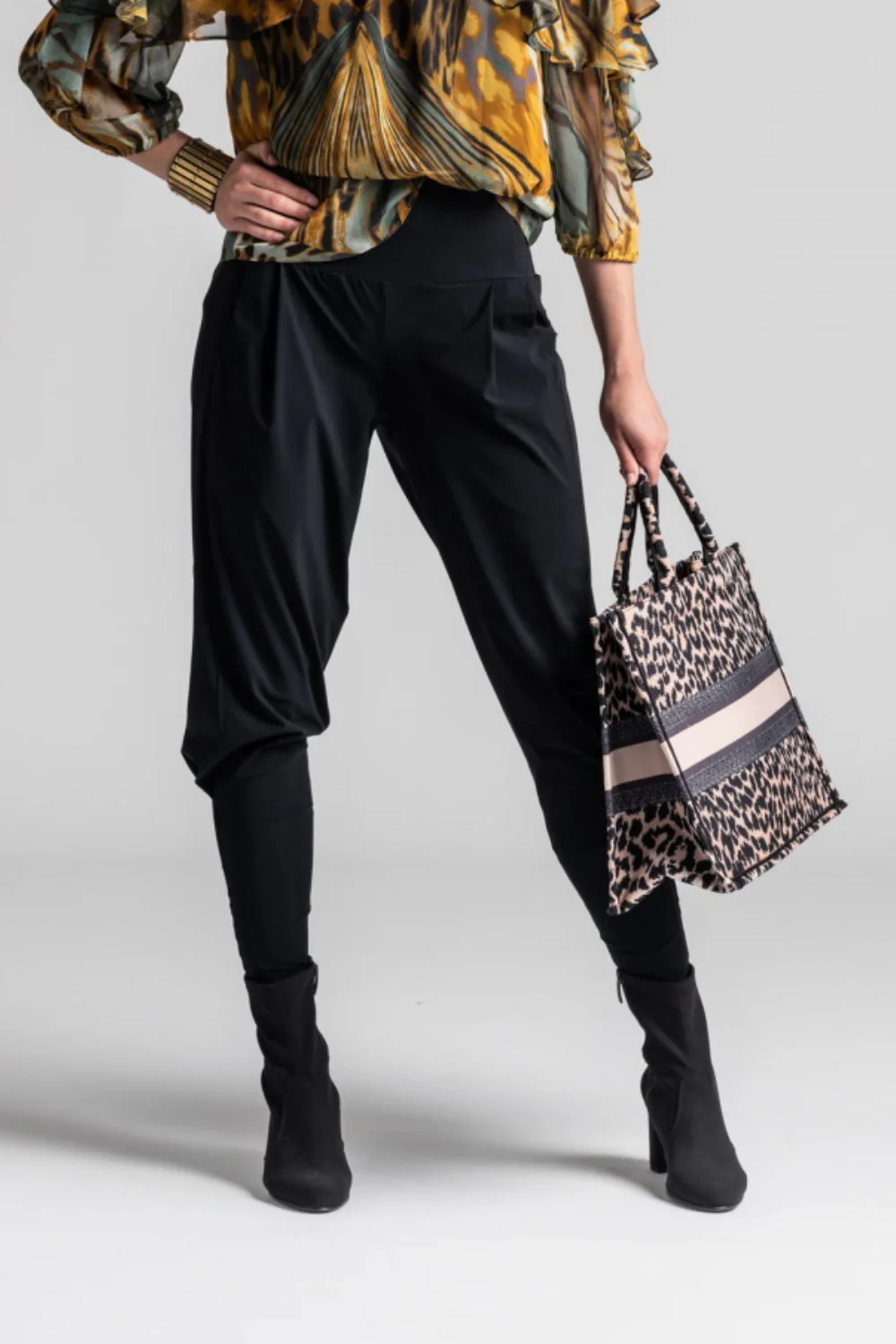 Paula Ryan Drape Front Chiffon Pant - Black - Image 2