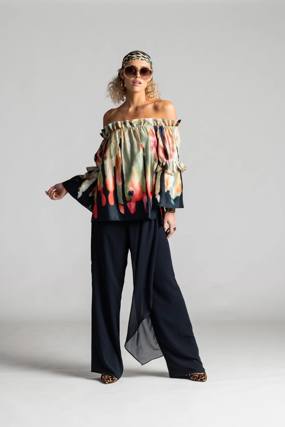 Paula Ryan Drape Front Chiffon Pant - Navy - Image 7