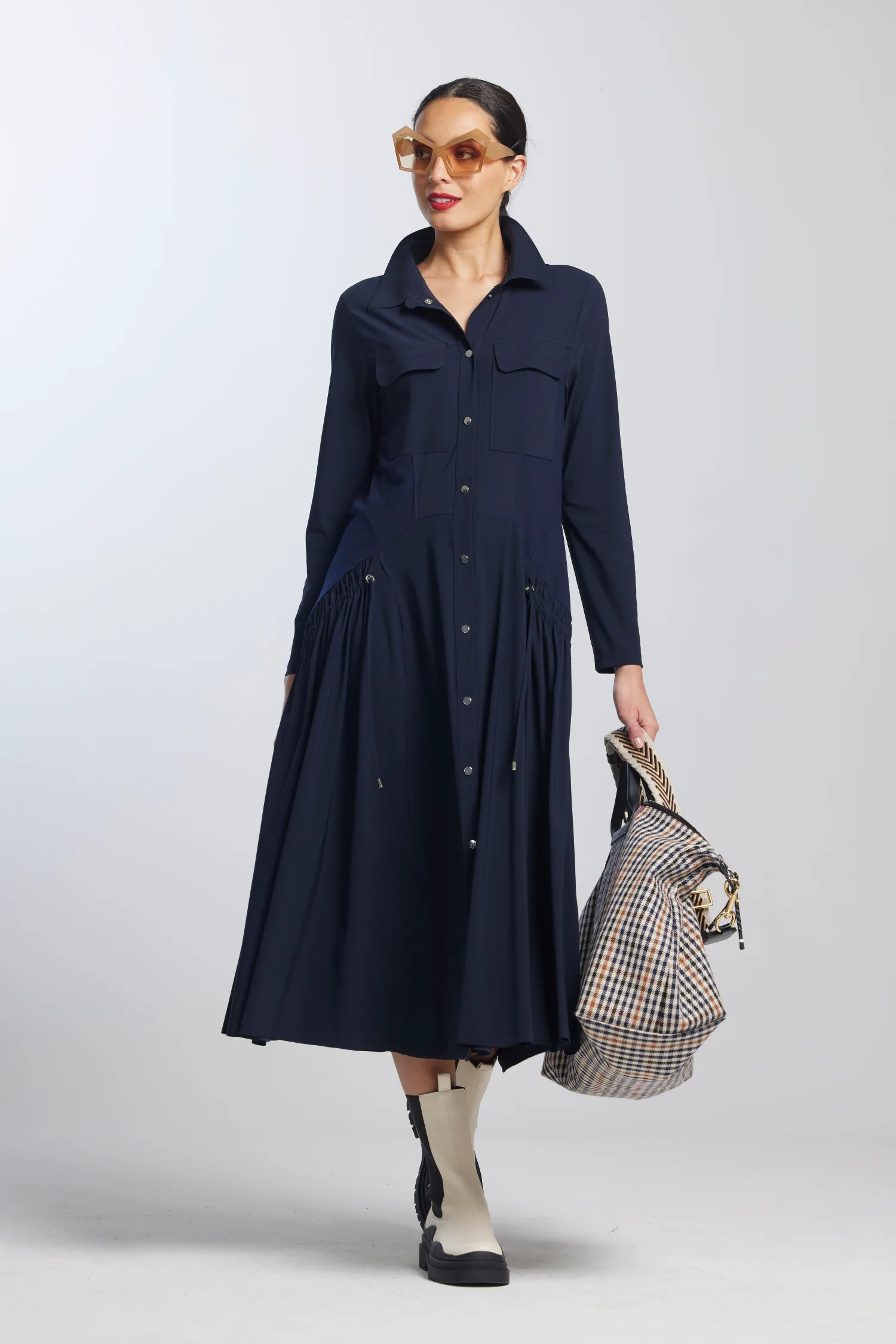 Paula Ryan Drawcord Shirt Dress - Ironsand - Image 3