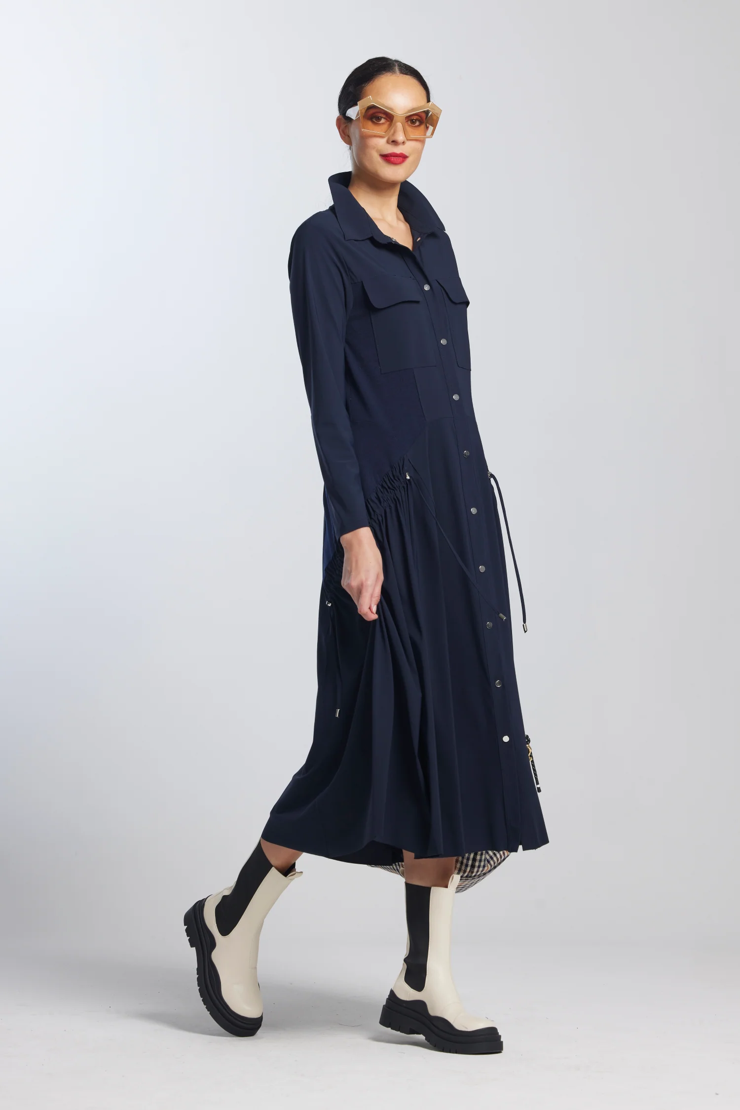 Paula Ryan Drawcord Shirt Dress - Ironsand - Image 4