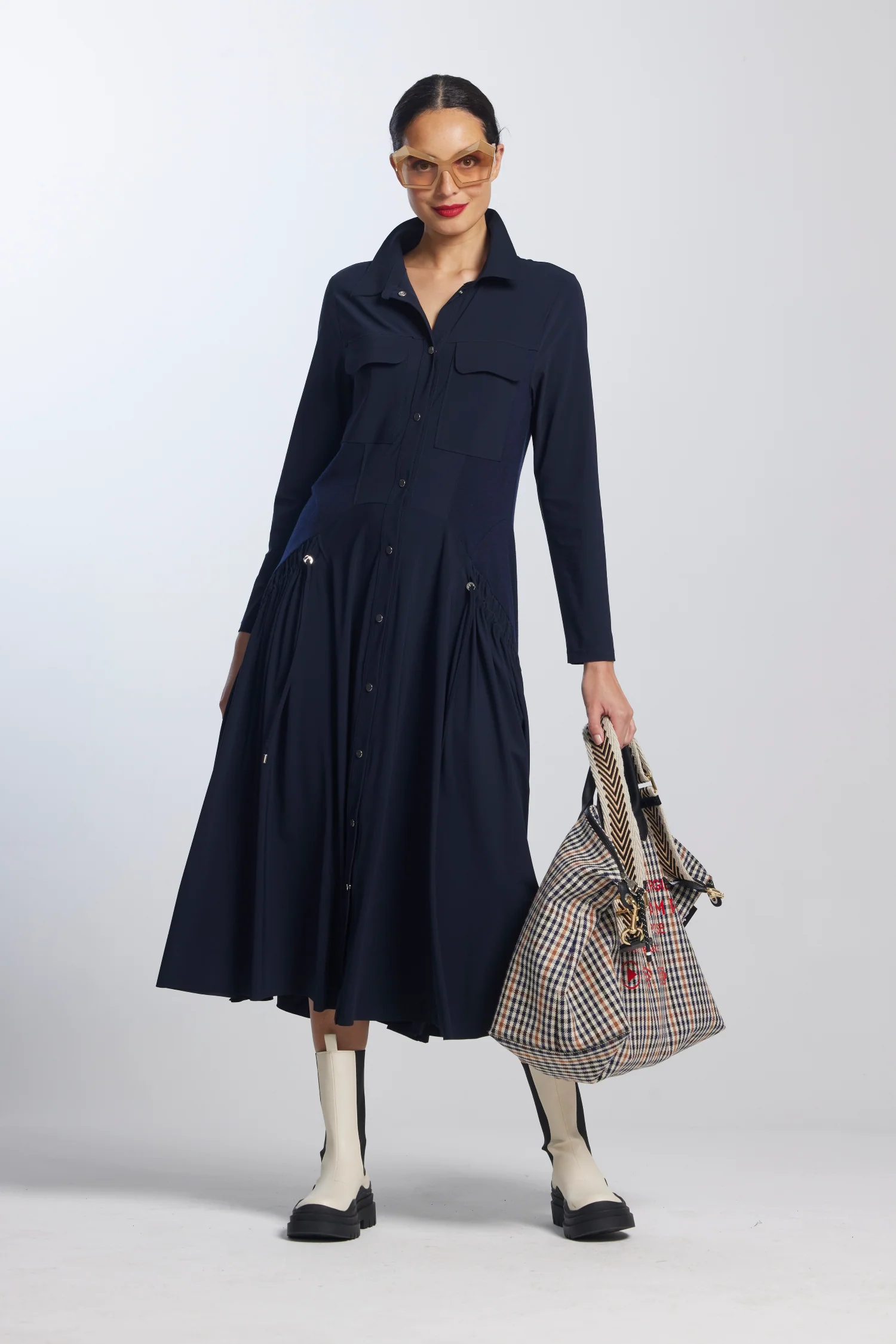 Paula Ryan Drawcord Shirt Dress - Ironsand - Image 5
