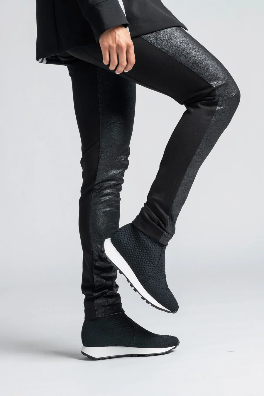 Paula Ryan Eco Leather And Roma Panelled Pant - Black