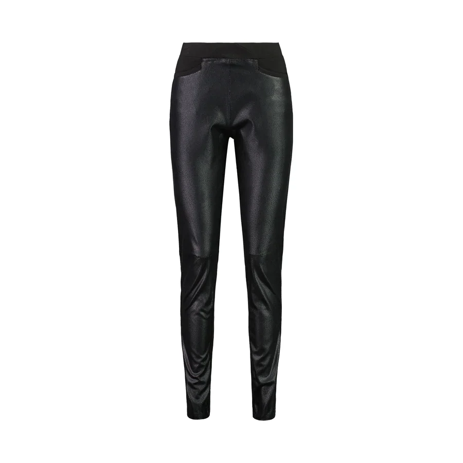 Paula Ryan Eco Leather And Roma Panelled Pant - Black - Image 4