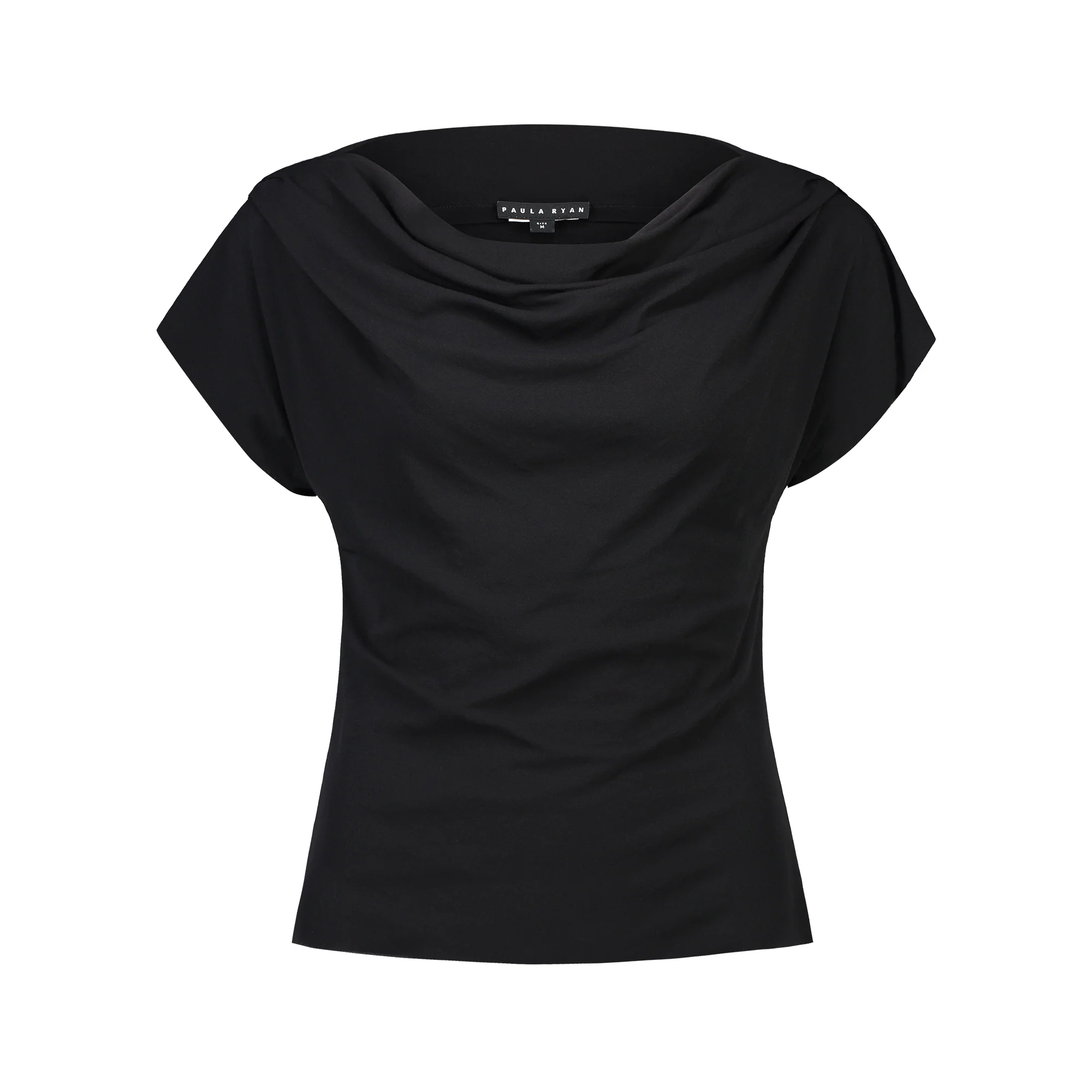 Paula Ryan Fitted Cowl Neck Top - Black