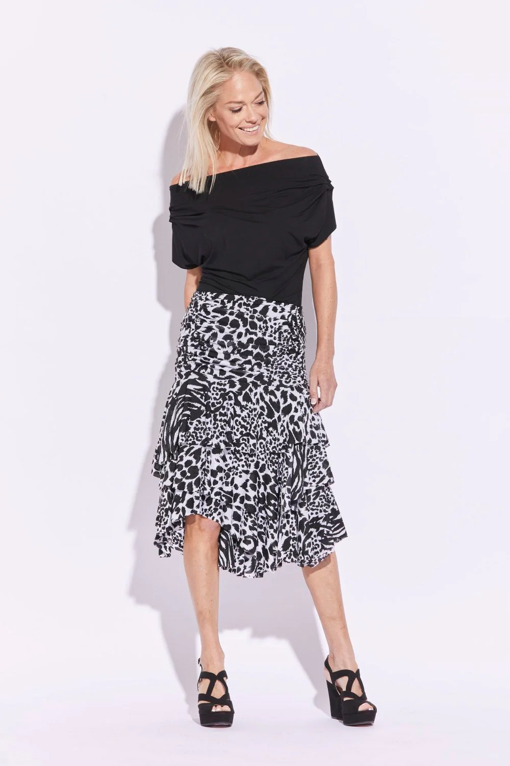 Paula Ryan Fitted Cowl Neck Top - Black - Image 5