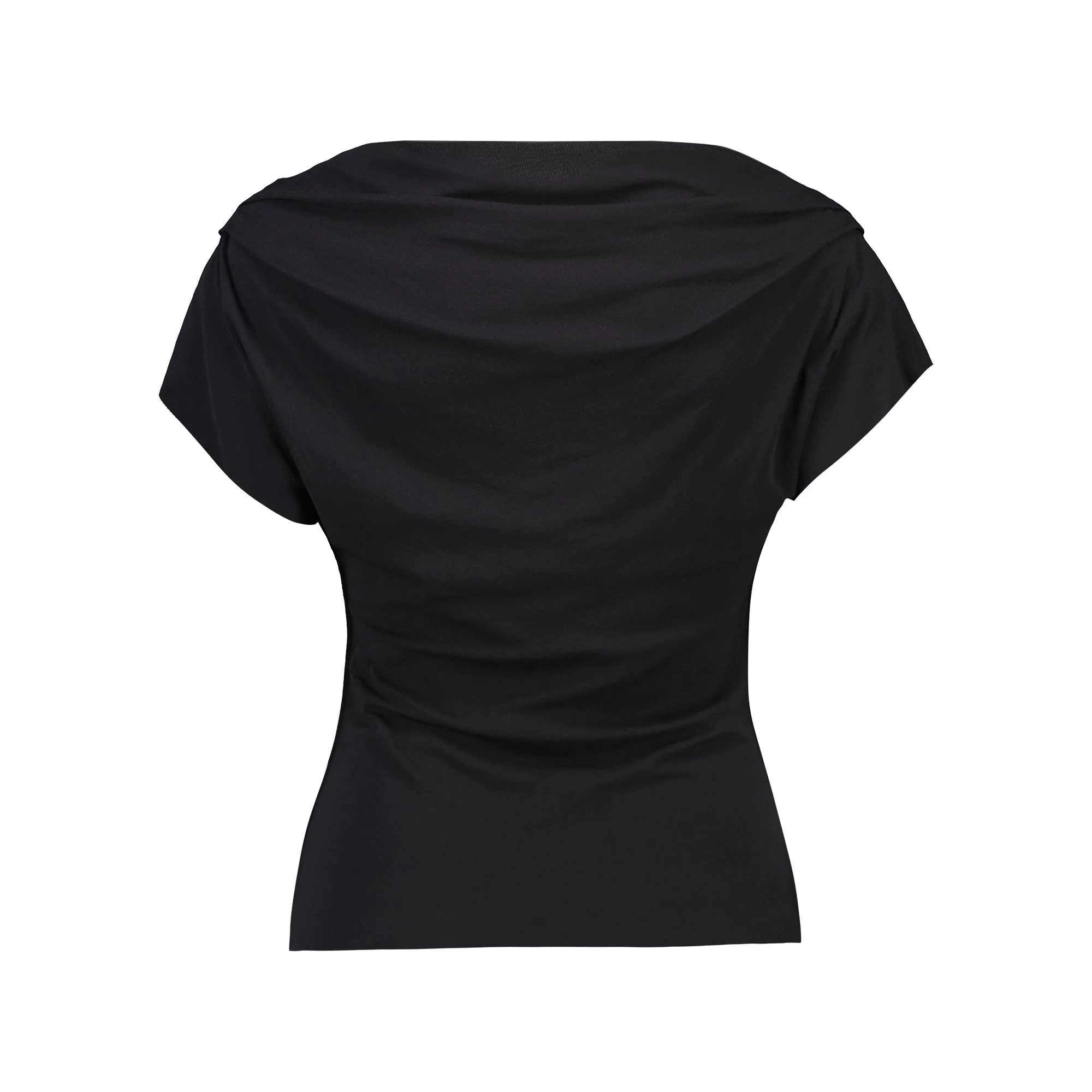 Paula Ryan Fitted Cowl Neck Top - Navy - Image 4