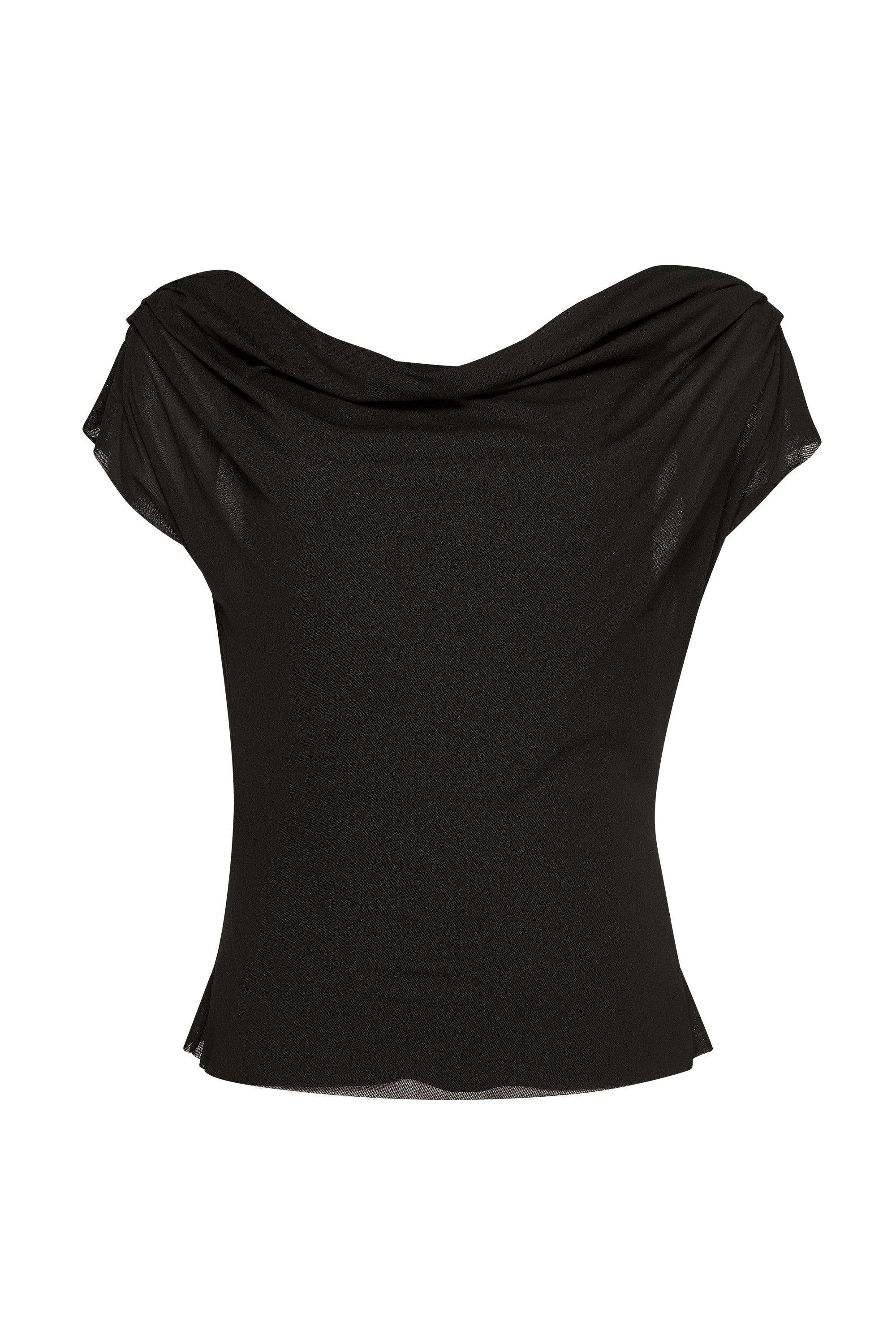 Paula Ryan Fitted Cowl Neck Top - Navy - Image 7