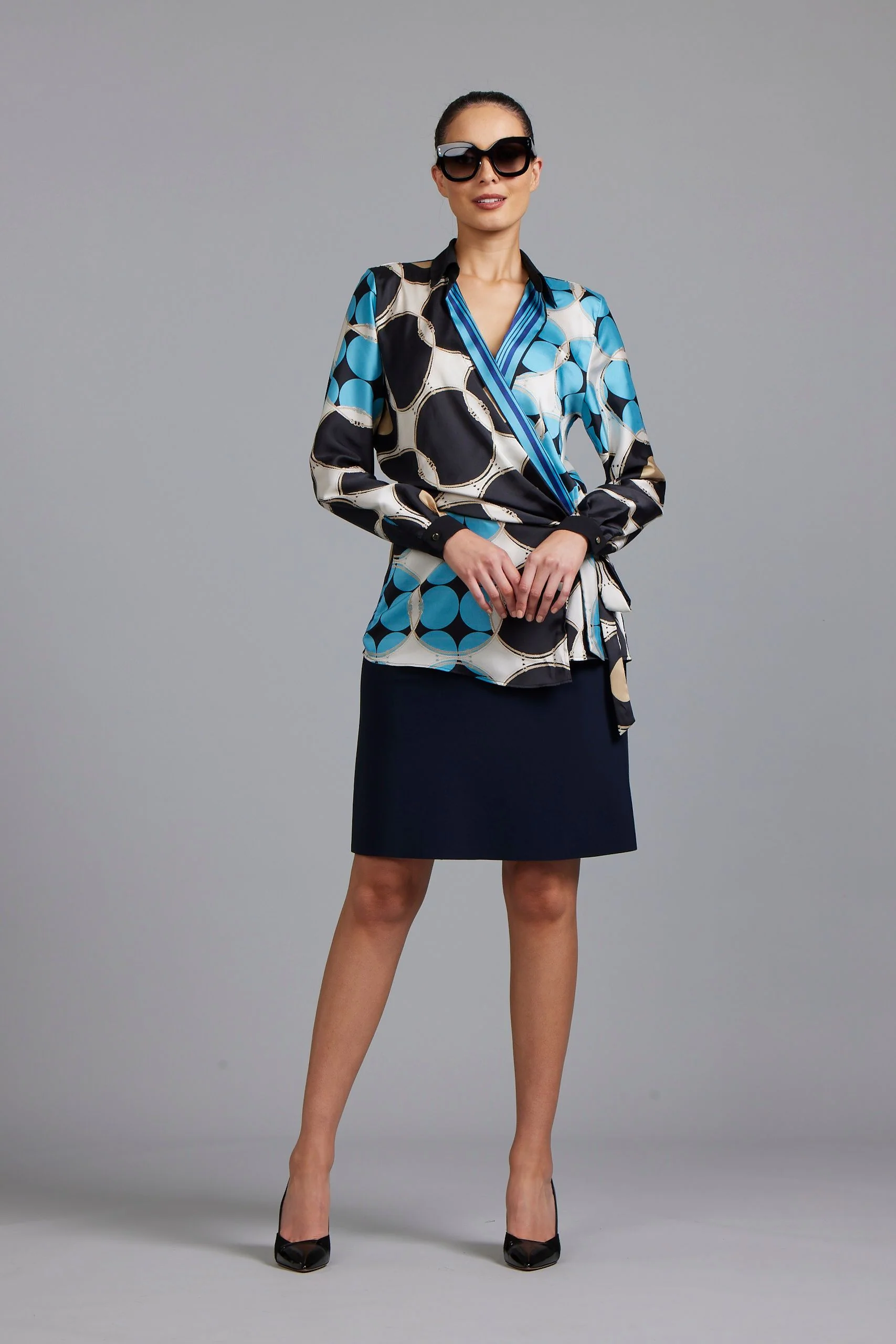 Paula Ryan Foulard Print Wrap Shirt - Image 2