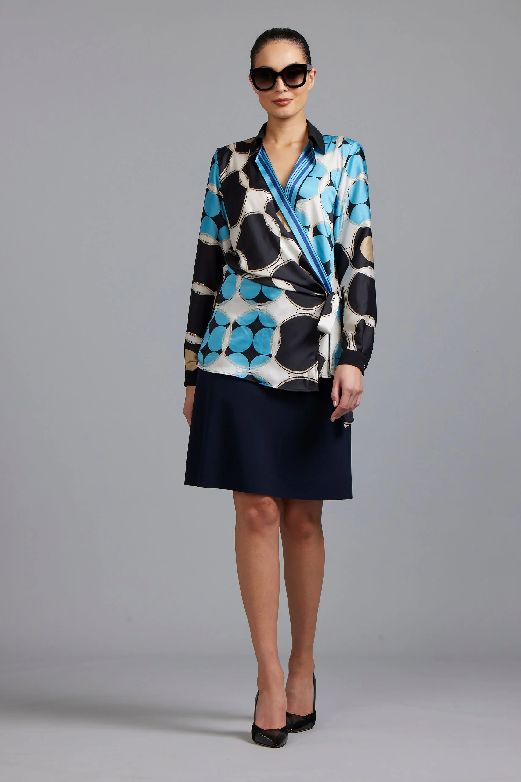 Paula Ryan Foulard Print Wrap Shirt - Image 3