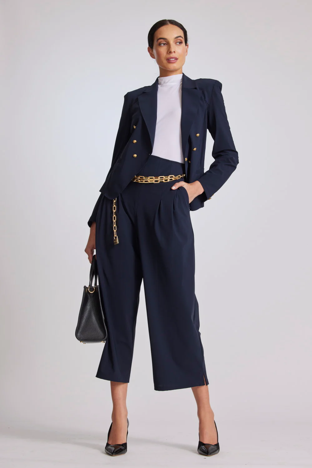 Paula Ryan High Waist Corset Pant - Navy - Image 2