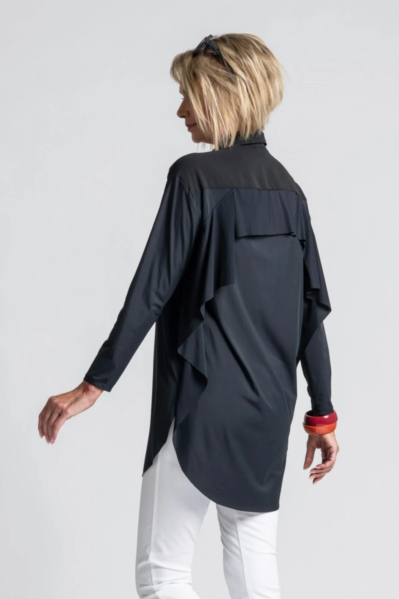 Paula Ryan Layered Back Overshirt - Black - Image 2