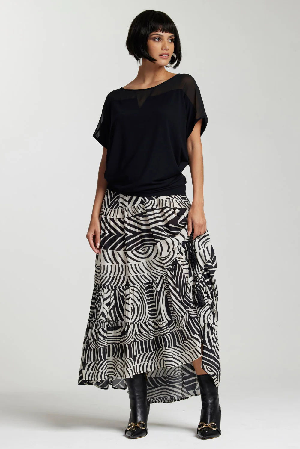 Paula Ryan Layered Skirt - Herringbone - Image 2