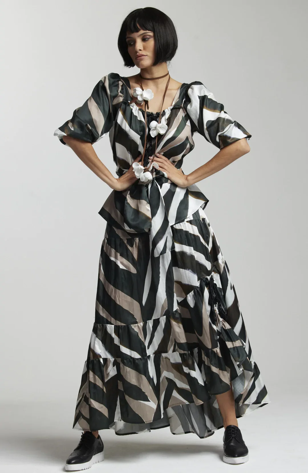 Paula Ryan Layered Skirt - Maxi Zebra - Image 2