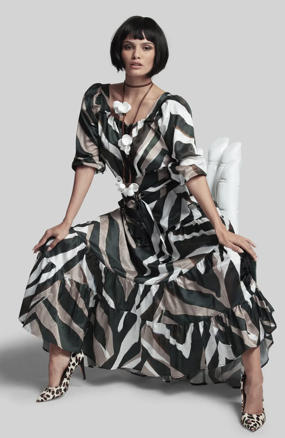 Paula Ryan Layered Skirt - Maxi Zebra - Image 4