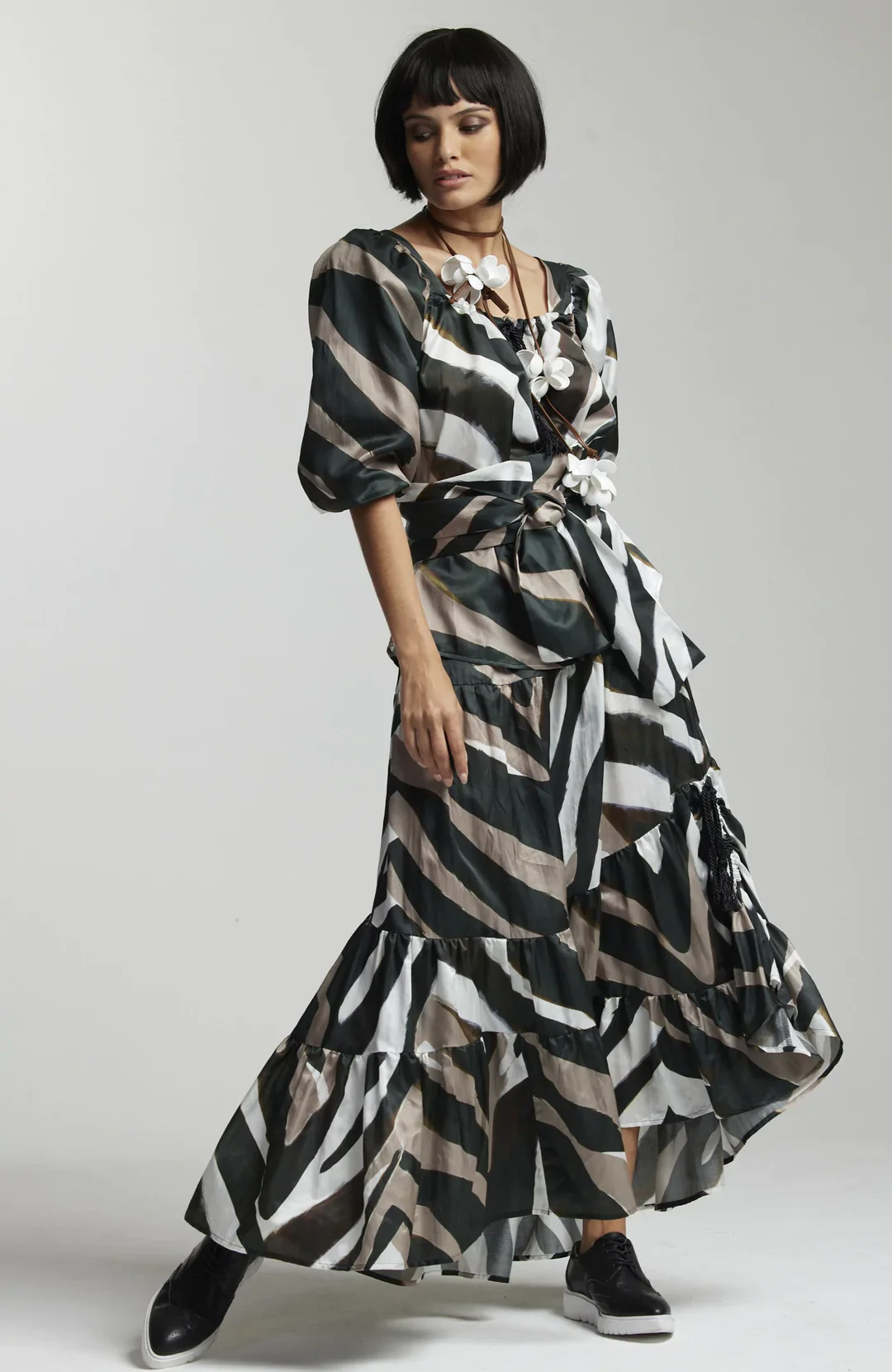Paula Ryan Layered Skirt - Maxi Zebra - Image 5