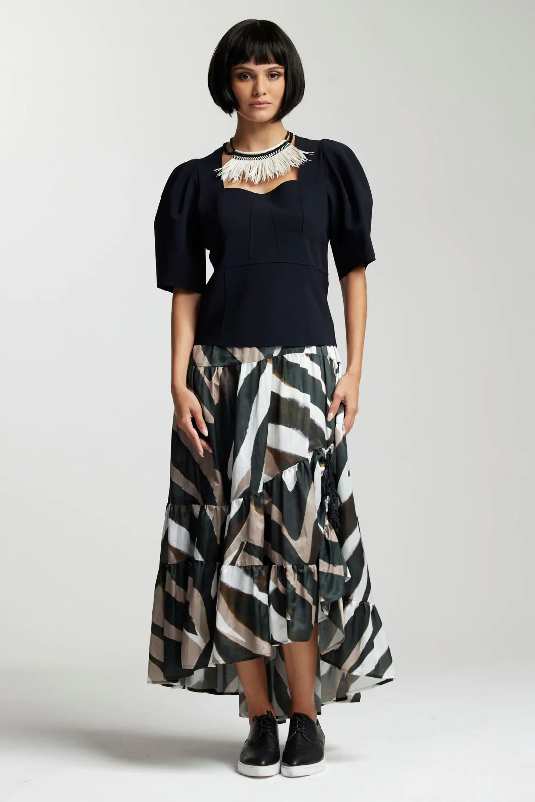 Paula Ryan Layered Skirt - Maxi Zebra - Image 6
