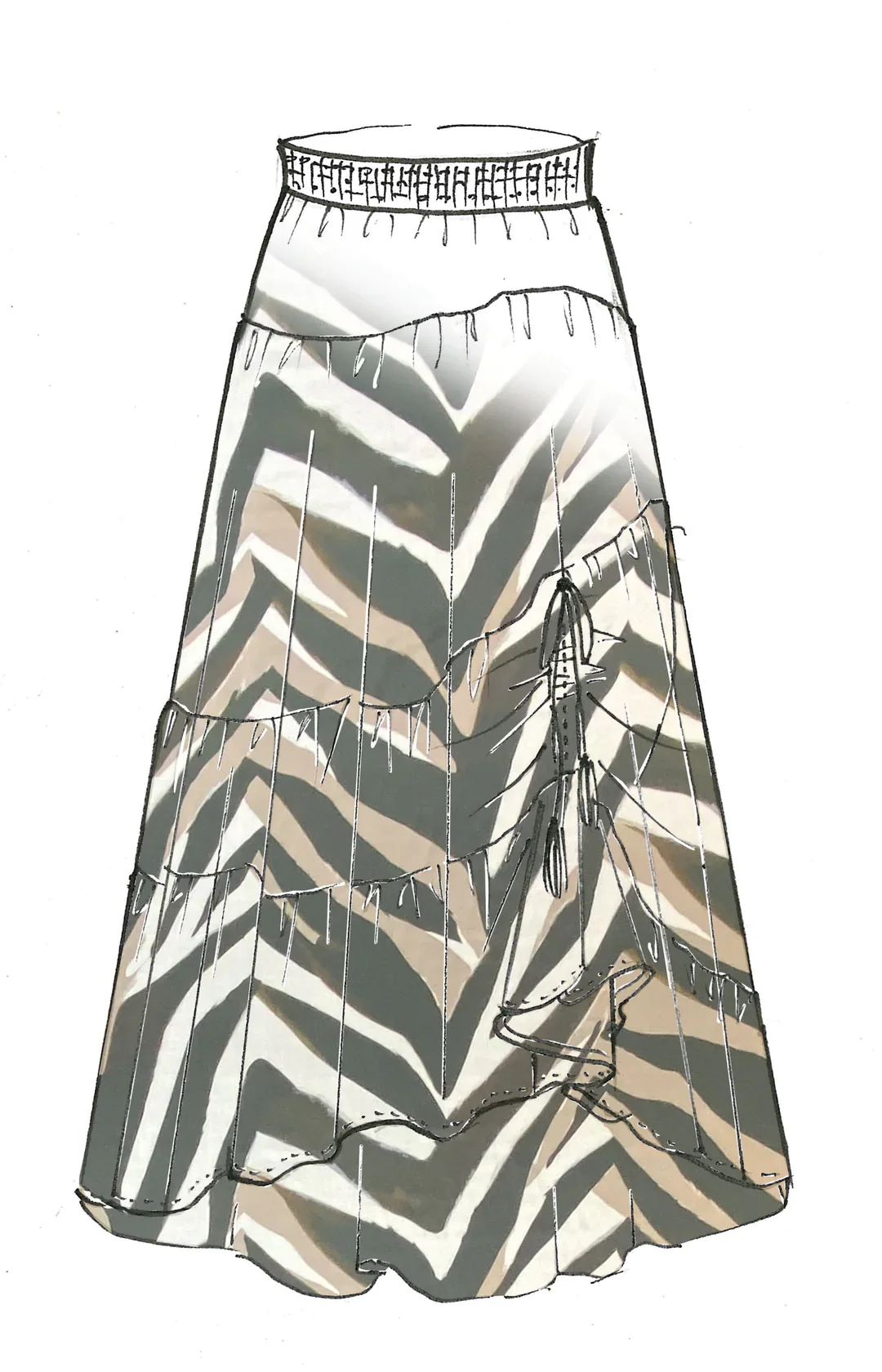 Paula Ryan Layered Skirt - Maxi Zebra - Image 7
