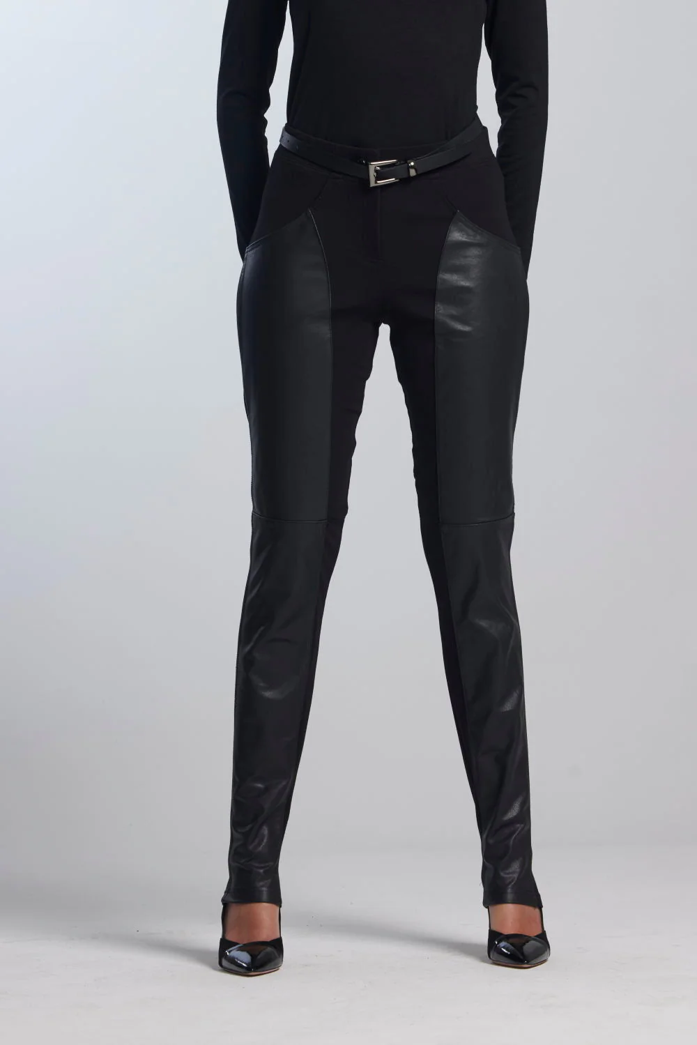 Paula Ryan Leather Front Curve Seam Jean