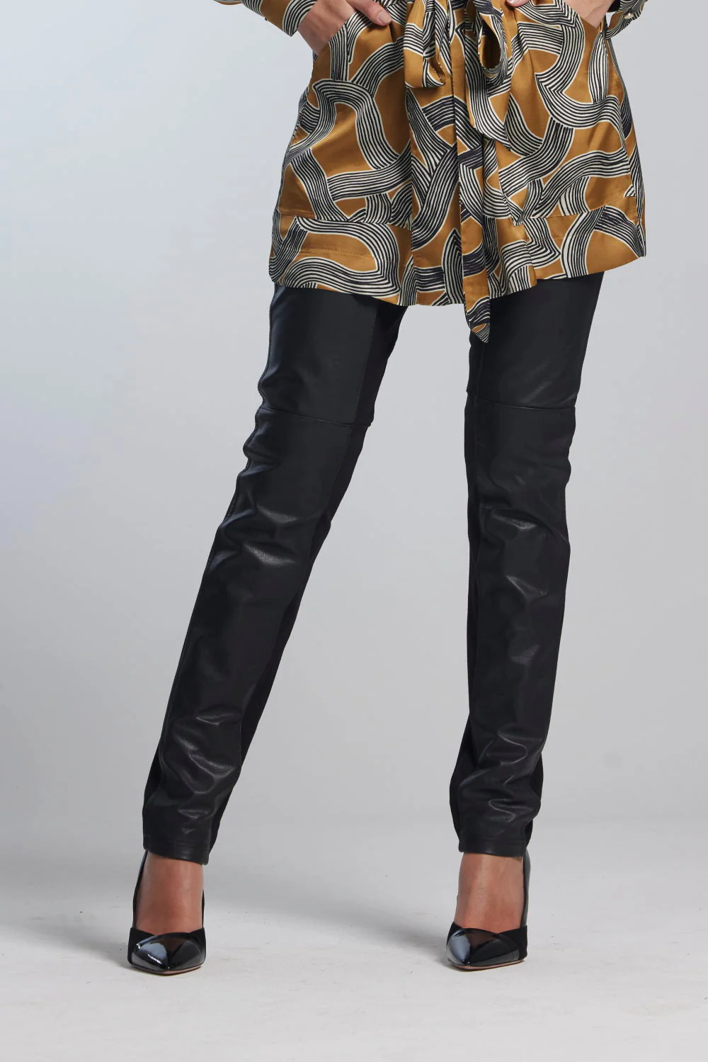 Paula Ryan Leather Front Curve Seam Jean - Image 2