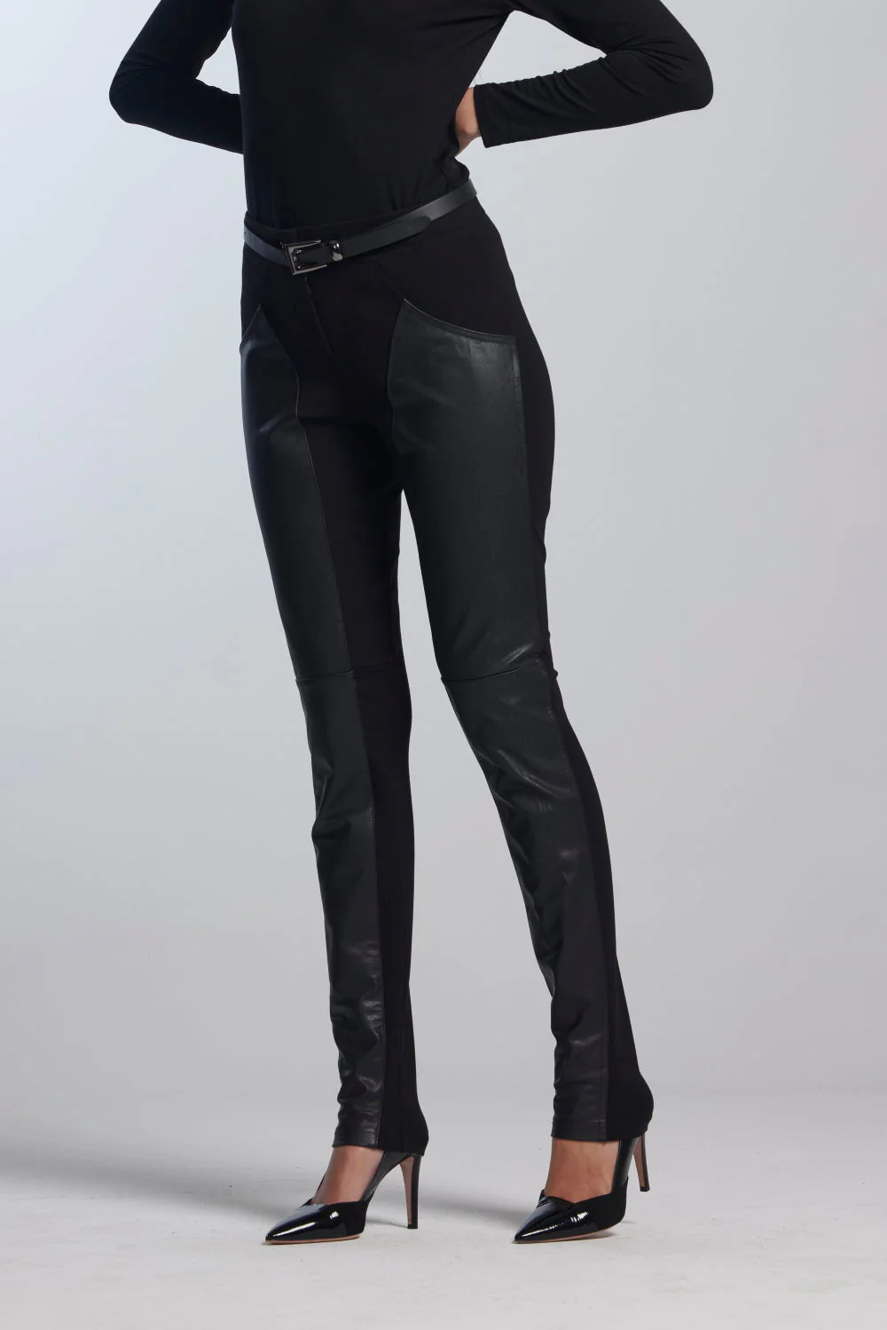 Paula Ryan Leather Front Curve Seam Jean - Image 4