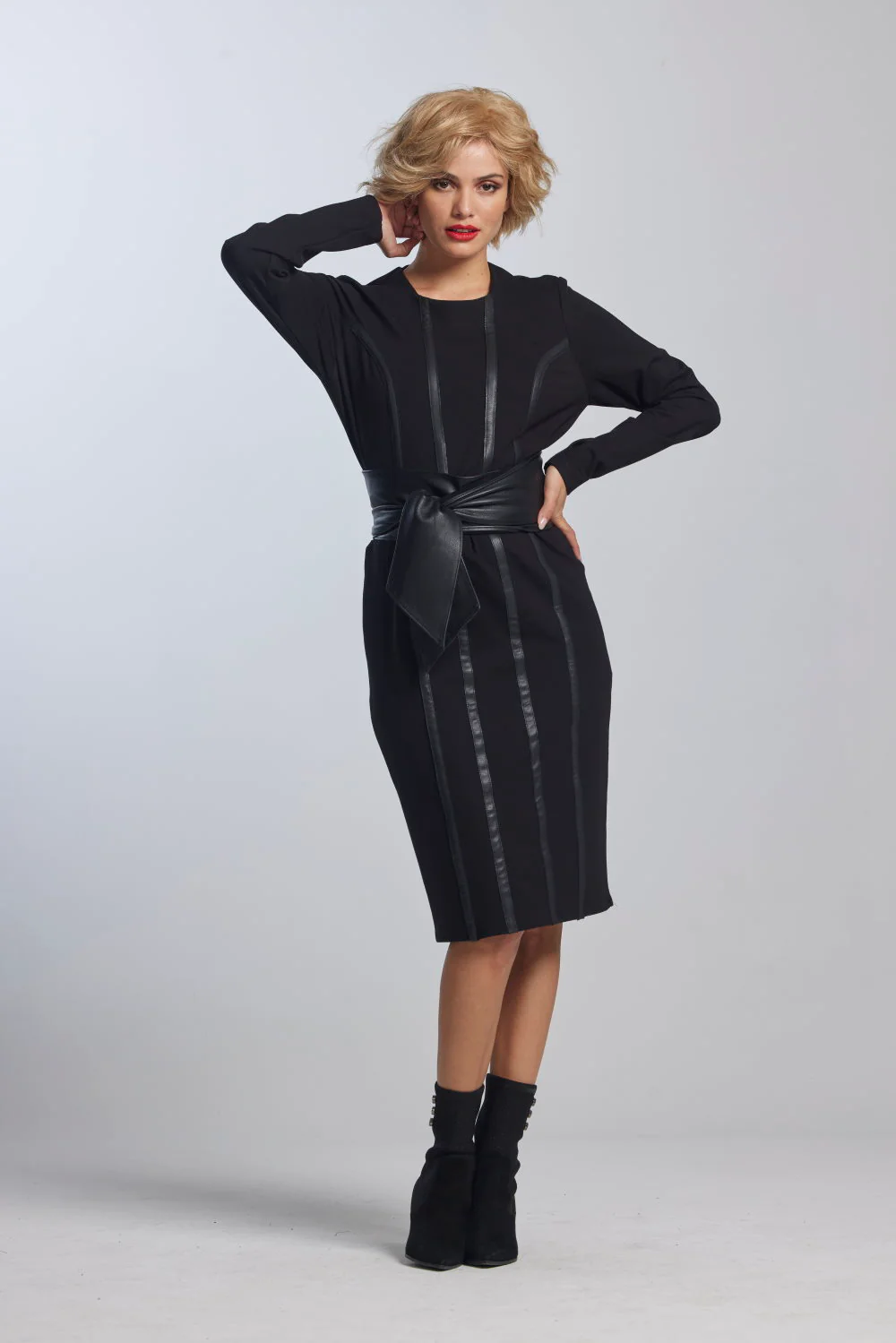 Paula Ryan Leather Trim Roma Panel Dress - Image 2