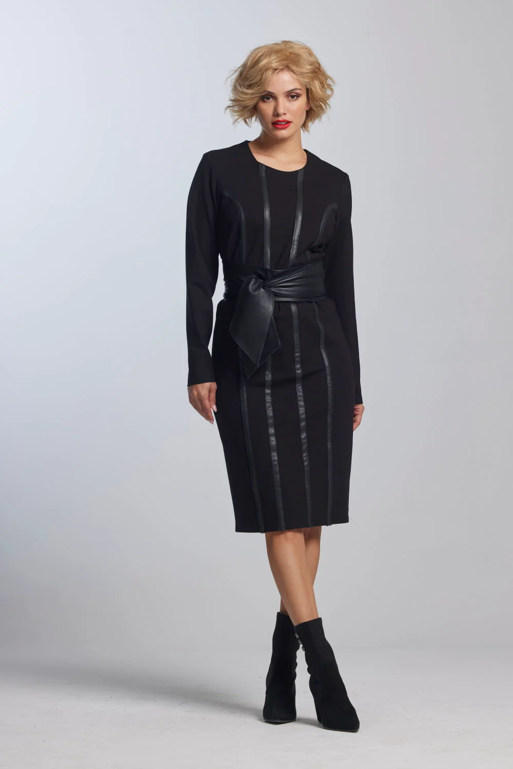 Paula Ryan Leather Trim Roma Panel Dress - Image 4