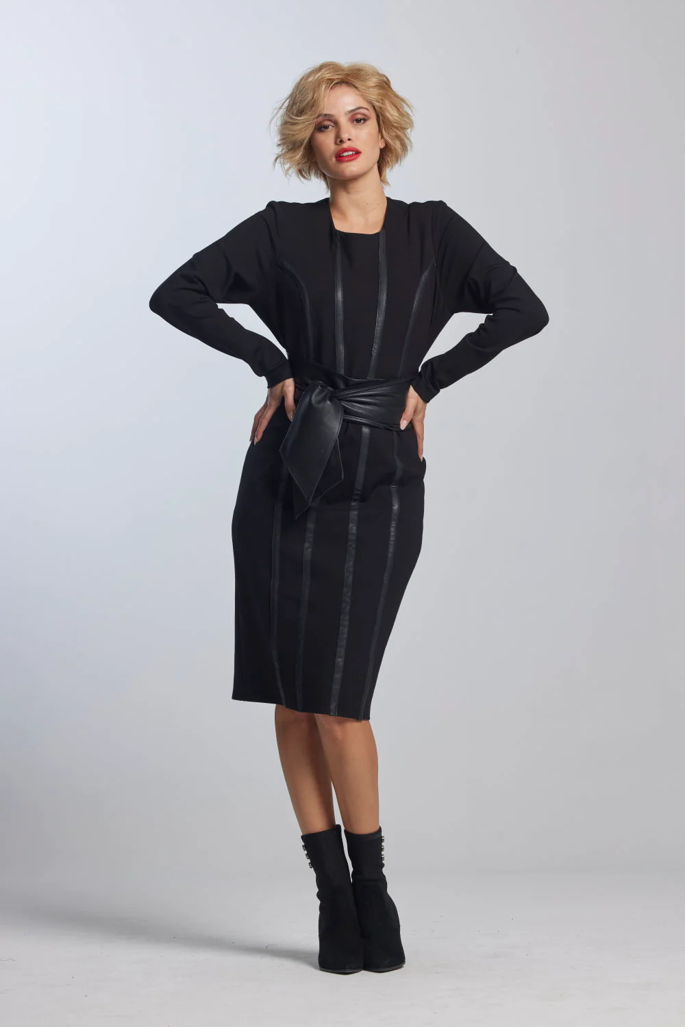 Paula Ryan Leather Trim Roma Panel Dress - Image 5