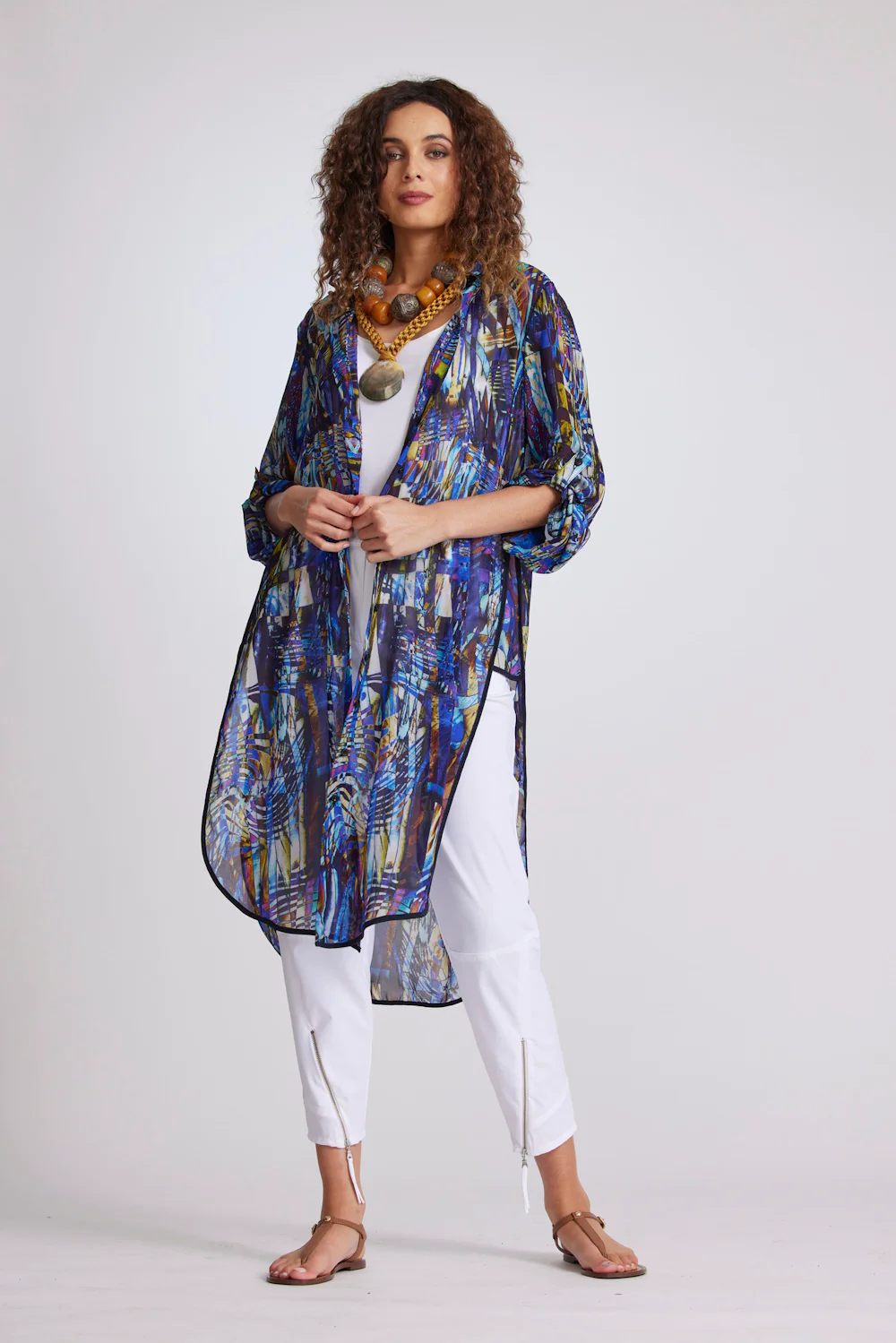 Paula Ryan Long Overshirt - Mosaic Print