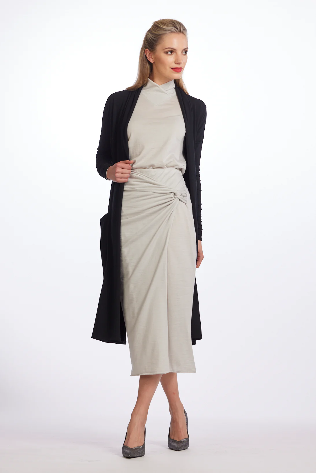 Paula Ryan Merino Long Shrug - Black - Image 5