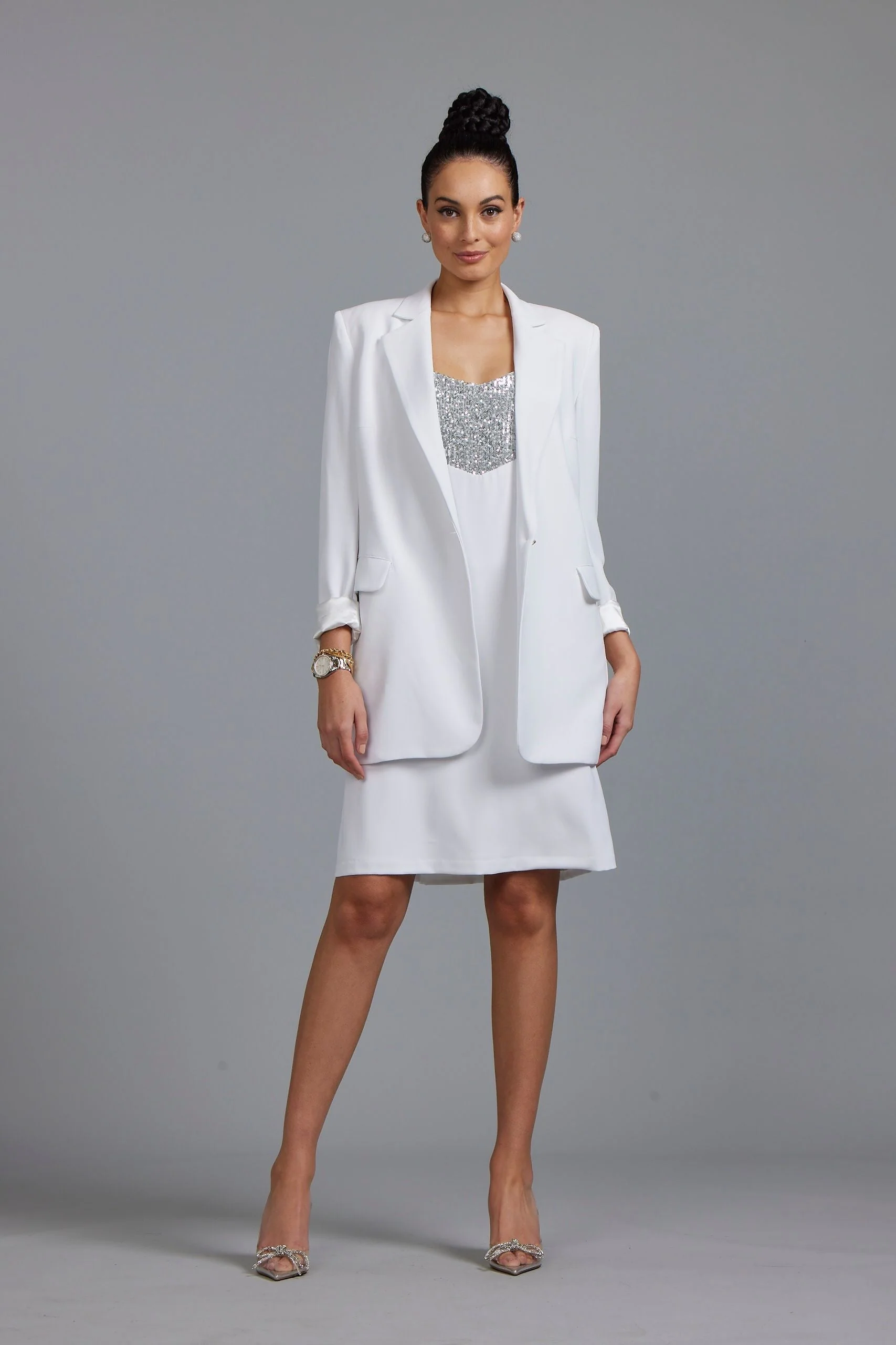 Paula Ryan Long Summer Blazer - White