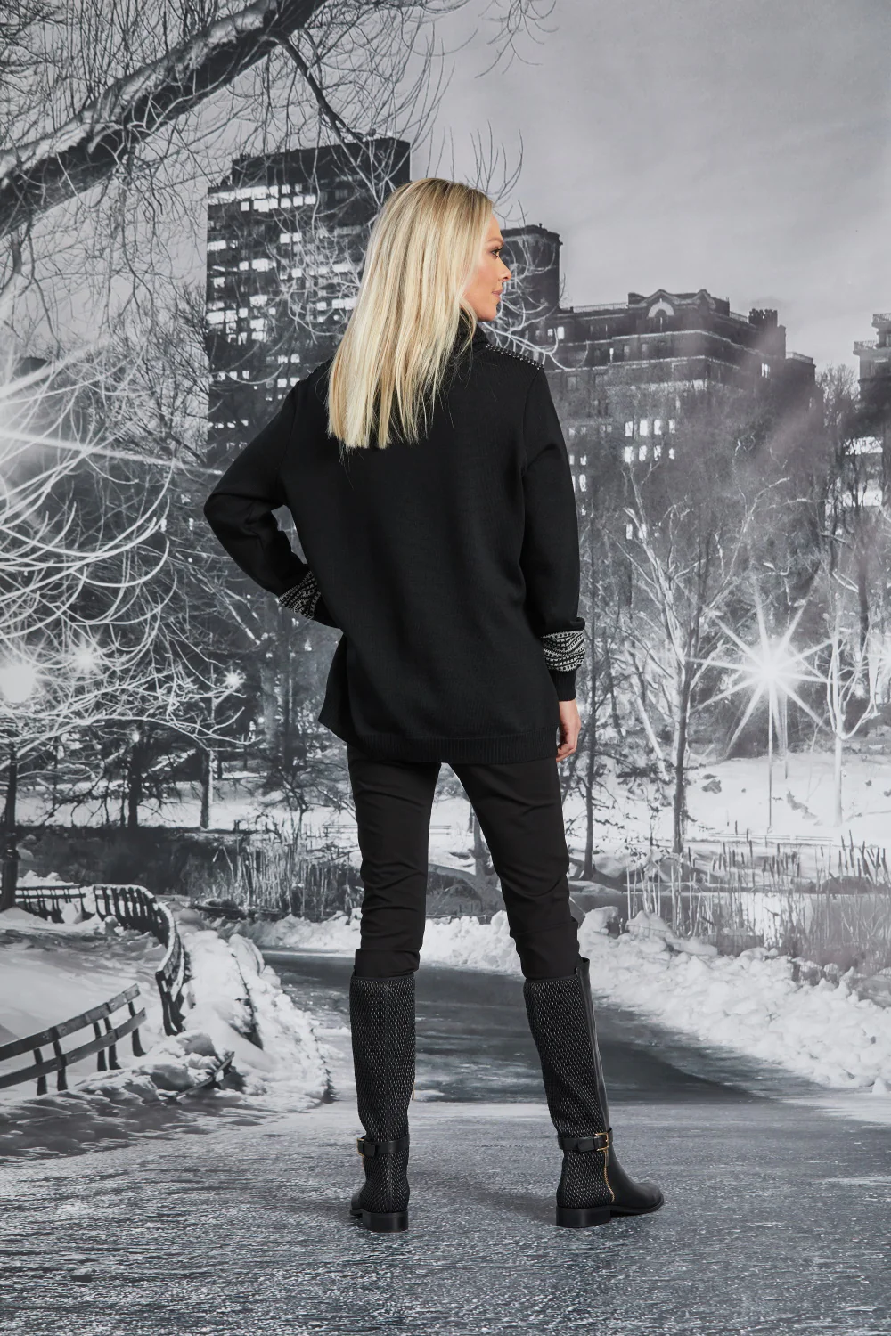 Paula Ryan Merino Cowl Neck Jumper - Black - Image 2