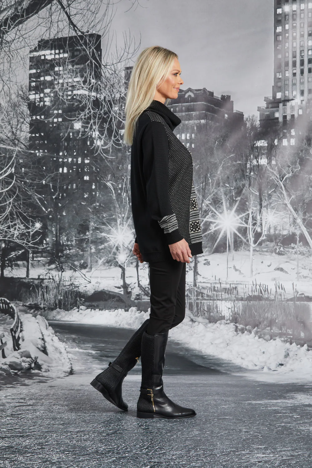 Paula Ryan Merino Cowl Neck Jumper - Black - Image 3