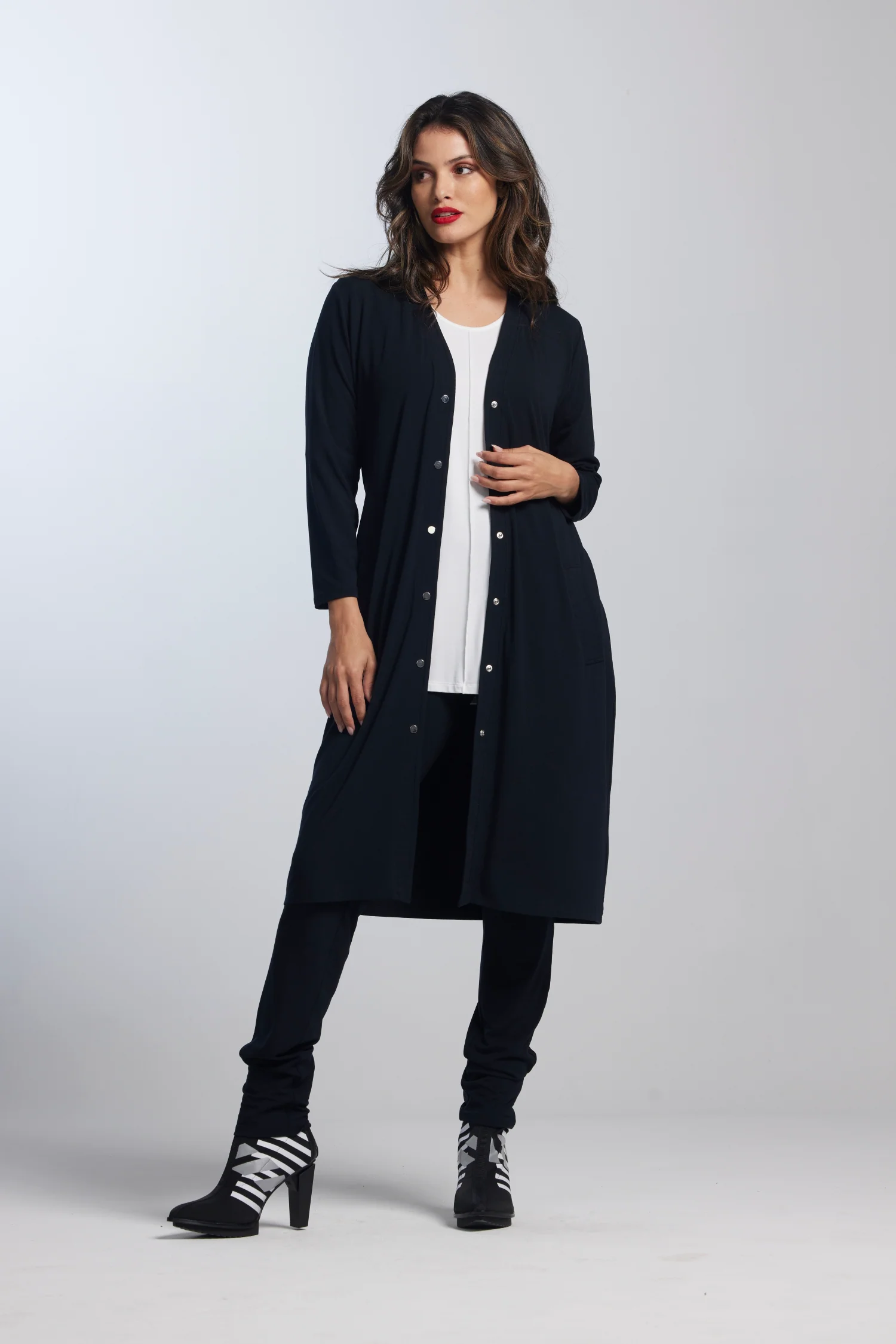Paula Ryan Merino Dome Shaped Cardi - French Navy