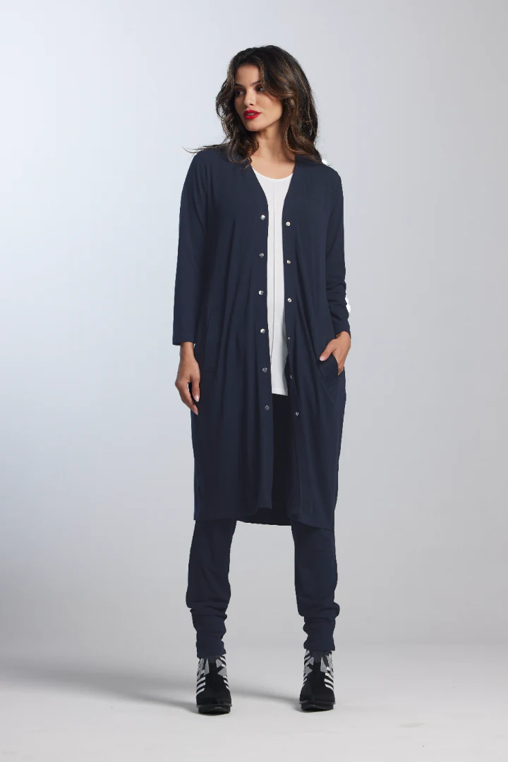 Paula Ryan Merino Dome Shaped Cardi - French Navy - Image 2