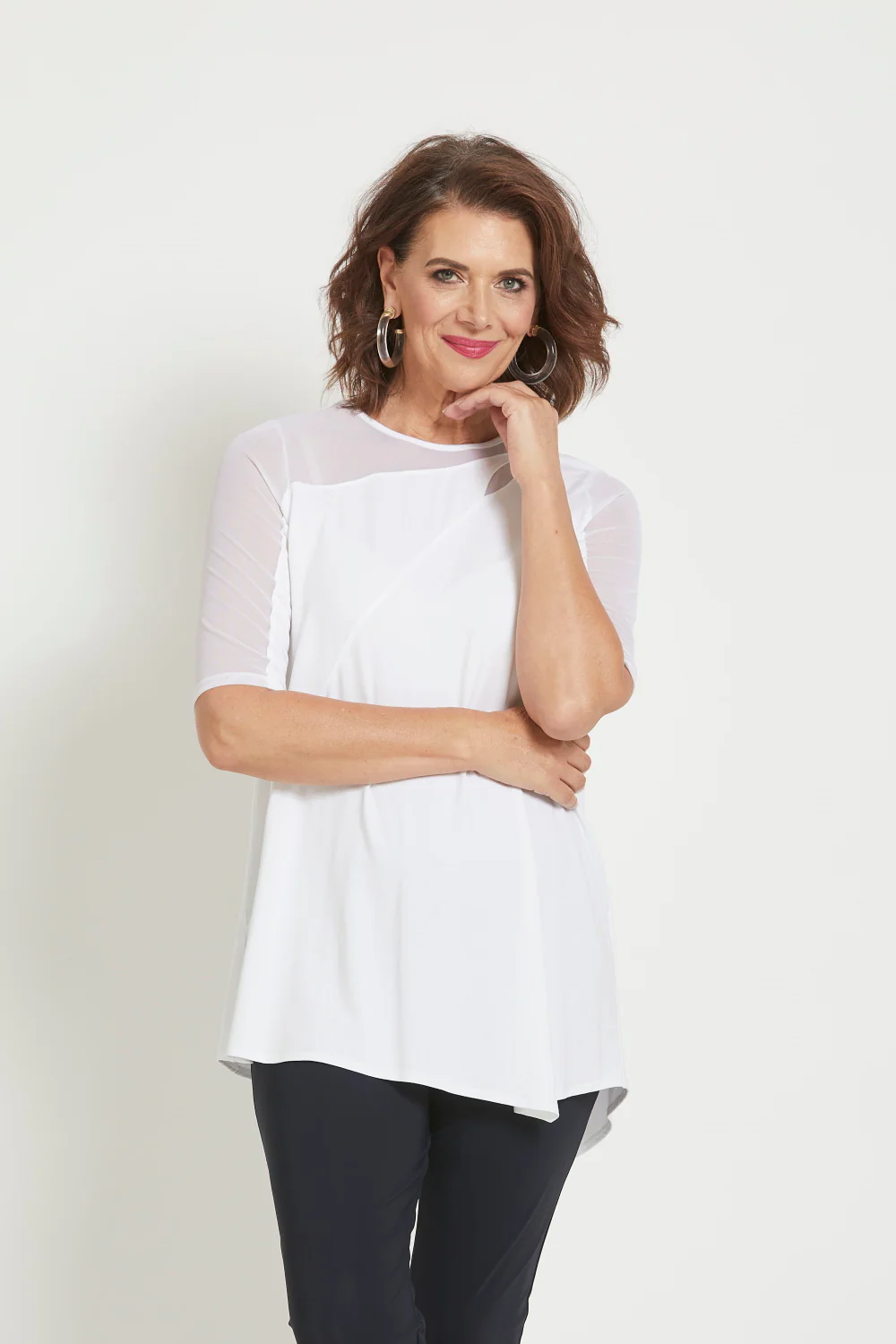 Paula Ryan Mesh Yoke Elbow Sleeve A-Line - Image 2