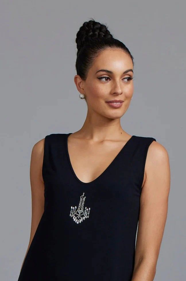 Paula Ryan Modal Chandelier Singlet - Navy/Silver