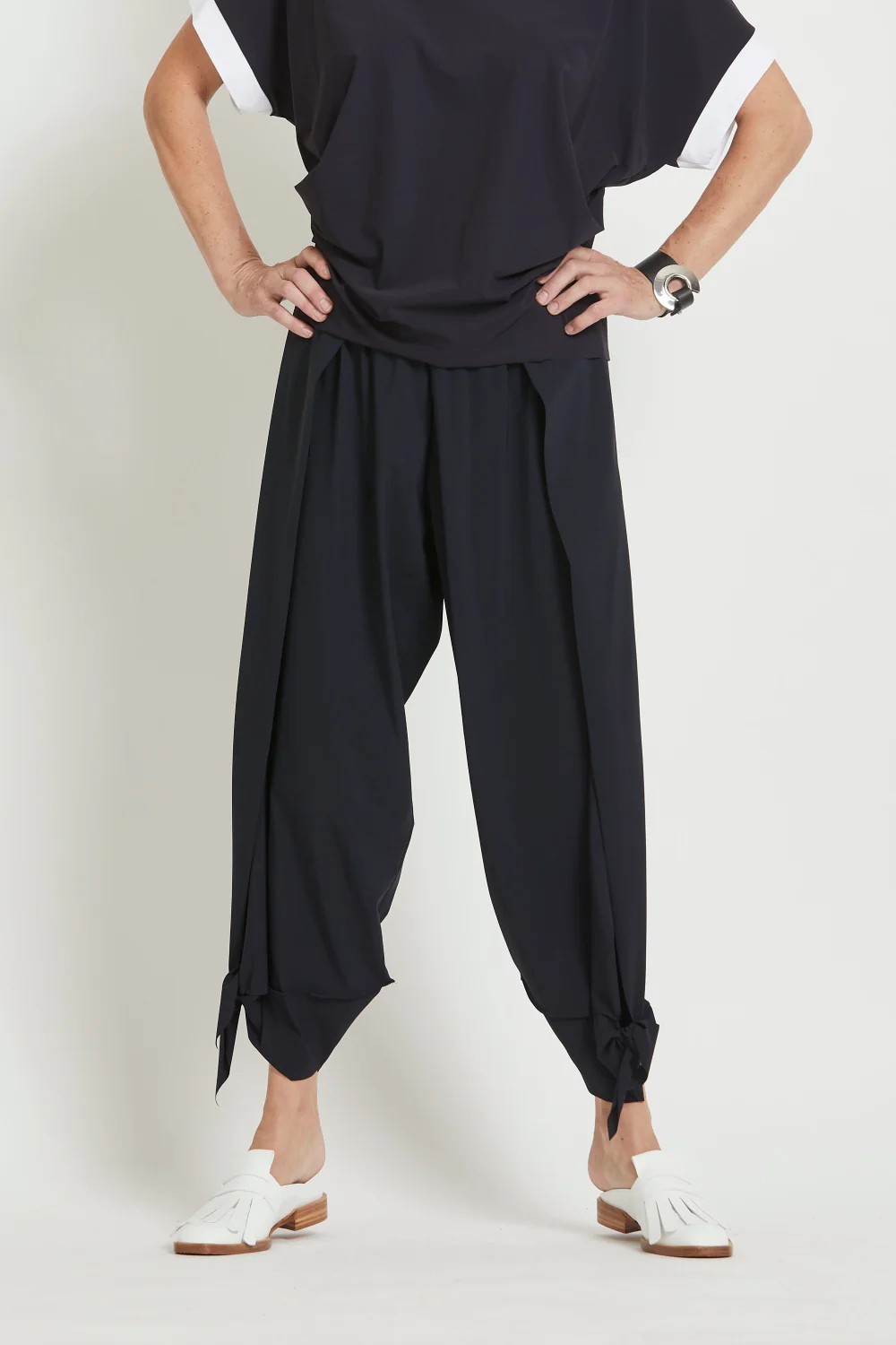 Paula Ryan Overlay Side Panel Tie Cuff Pant