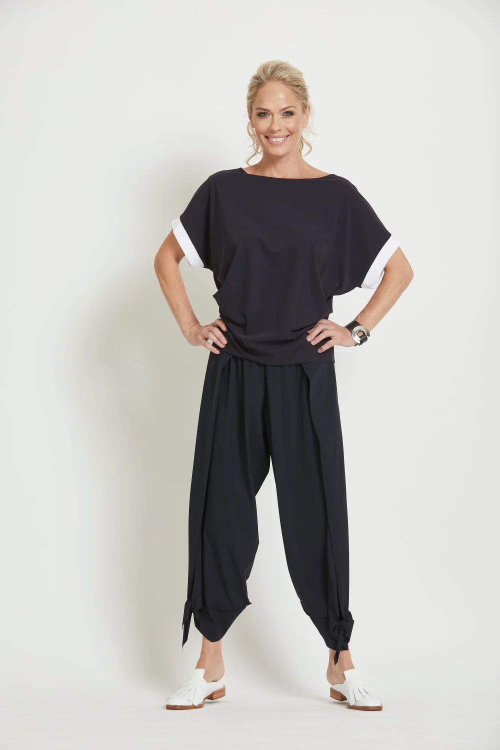 Paula Ryan Overlay Side Panel Tie Cuff Pant - Image 2